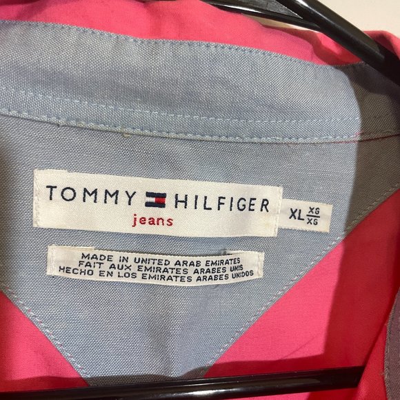 Tommy Hilfiger Jeans Pink Tie-front Long Sleeve Button Down Shirt XL - Picture 4 of 11